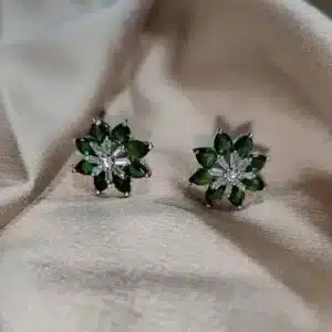 Green Stone Silver Earrings