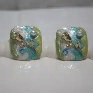 Vintage Nature Painting Korean Earrings for Women/Girls Western Fashion Earrings Pearl Alloy Earring Set