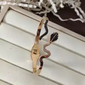 Snake Look Beautiful Copper Bracelet Black Studded