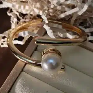 Free Size Gold-Tone Pearl Twist Cuff Bracelet