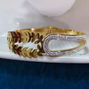 Free Size Gold Leaf and Micro-Pave Horseshoe Cuff