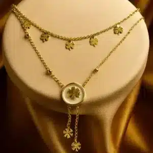 Beautiful Flower Double Layer Anti-tarnish Stainless Steel Anti-tarnish Chain