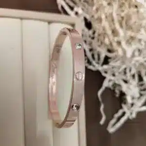 Rose Gold-Tone Studded Screw Bangle | Anti-Tarnish & Waterproof Daily Wear