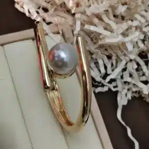 Free Size Gold-Tone Pearl Twist Cuff Bracelet