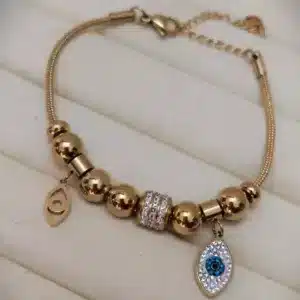 Adjustable Evil Eye Charm Beaded Bracelet