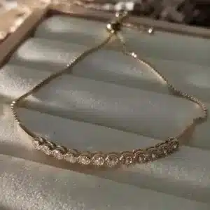 Adjustable Bolo Slider Bracelet with Single Row Crystal Bar