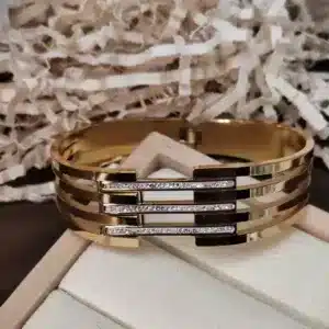 Broad Multi-Band Studded Cuff Bangle | Anti-Tarnish & Waterproof