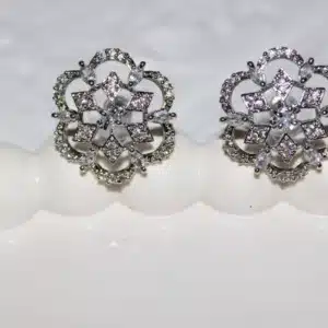 Silver-Tone Filigree Flower Cluster Stud Earrings