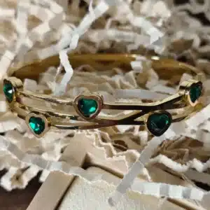 Anti-tarnish Green Studded Heart Shape Bracelet