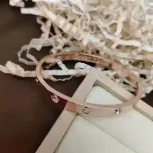 Rose Gold-Tone Studded Screw Bangle | Anti-Tarnish & Waterproof Daily Wear