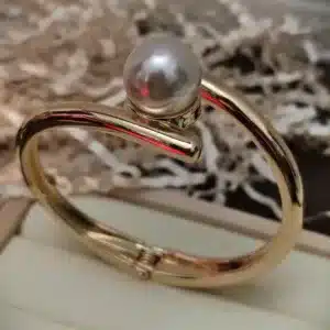 Free Size Gold-Tone Pearl Twist Cuff Bracelet