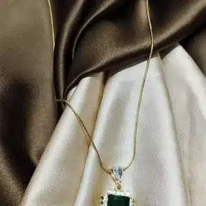 Anti-Tarnish Waterproof Emerald Green Gemstone Pendant Necklace