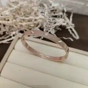 Rose Gold-Tone Studded Screw Bangle | Anti-Tarnish & Waterproof Daily Wear